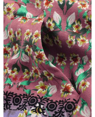 Patchwork Random Floral Print Hooded Long Sleeve Vintage Coats