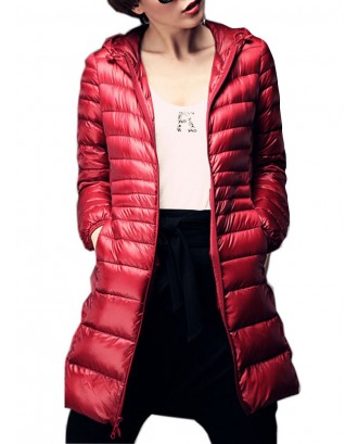 Casual Portable Brief Solid Color Women Light Down Jackets