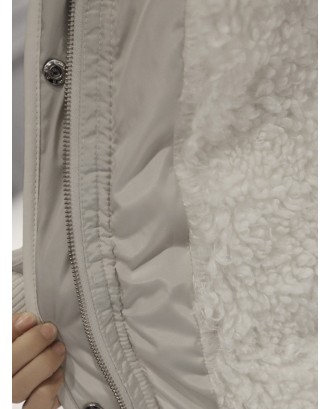 Lamb Cashmere Thick Solid Color Long Sleeve Medium Long Coat