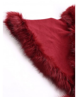 Elegant Faux Fur Patchwork Layered Irregular Women Cloak Coats