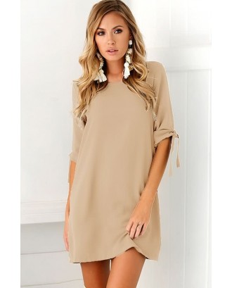 Tied Round Neck Half Sleeve Casual T-shirt Dress