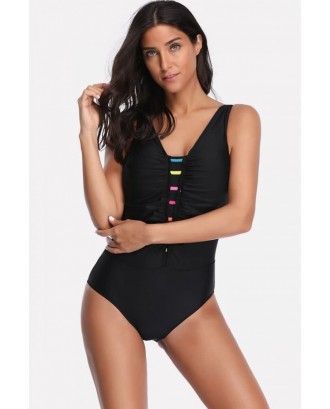 Black Padded Low Back Beautiful One Piece Swimsuit