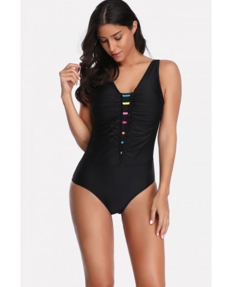 Black Padded Low Back Beautiful One Piece Swimsuit