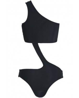 Black One Shoulder Cutout Beautiful One Piece Swimsuit