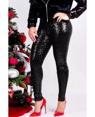 Black Glitter Sequin Beautiful Plus Size Pants