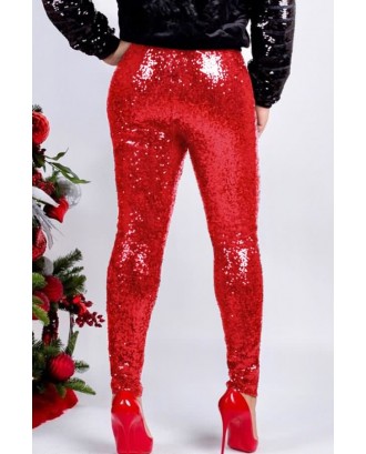 Red Glitter Sequin Beautiful Plus Size Pants