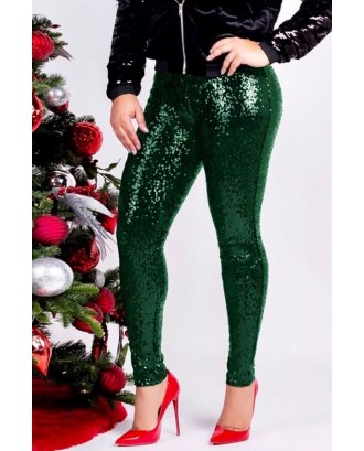 Green Glitter Sequin Beautiful Plus Size Pants