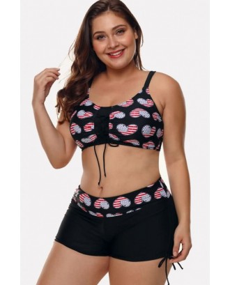 Black Heart Cutout Padded Beautiful Plus Size Swimwear Swimsuit